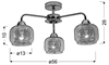 Lampa sufitowa chromowa szklany klosz 3x40W Ray Candellux 33-67081