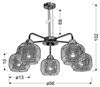 Lampa wisząca chromowa klosz z koszykiem 5x40W Ray Candellux 35-67098
