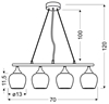Lampa wisząca regulowana chrom 3D szklany klosz Sirius Candellux 34-59628