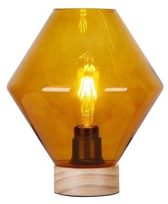 Lampka gabinetowa nocna pomarańczowe szkło + drewno Karo Candellux 41-78186