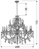 Lampa wisząca chromowa z kryształami żyrandol 15x40W Aurora Candellux 30-97586
