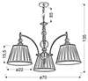 Lampa wisząca patynowa żyrandol 3 Austin 33-13842