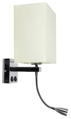 Kinkiet chromowy beżowy z lampką LED do czytania Boho Candellux 21-58270 