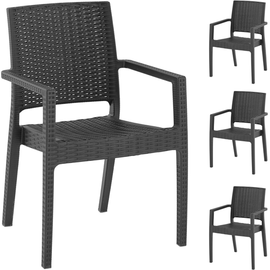 Krzesło nowoczesne plecione tarasowe do restauracji kawiarni 4 szt. czarne