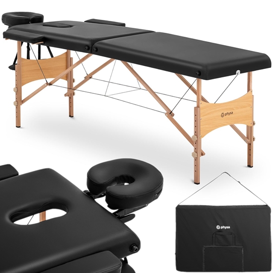 Stół łóżko do masażu drewniane przenośne składane Toulouse Black do 227 kg czarne