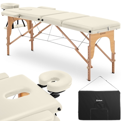 Stół łóżko do masażu drewniane przenośne składane Marseille Beige do 227 kg beżowe
