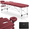 Stół łóżko do masażu przenośne składane Bordeaux Red do 180 kg czerwone