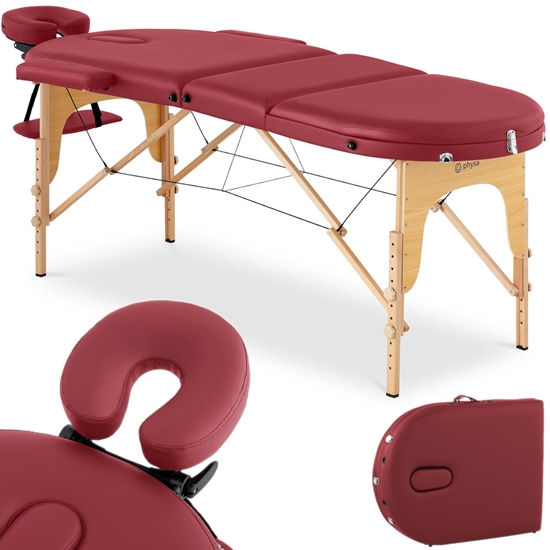 Stół łóżko do masażu przenośne składane z drewnianym stelażem Colmar Red do 227 kg czerwone
