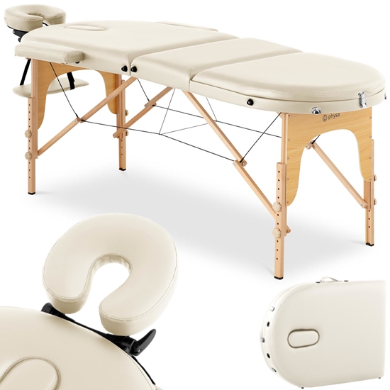 Stół łóżko do masażu przenośne składane z drewnianym stelażem Colmar Beige do 227 kg beżowe