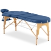 Stół łóżko do masażu przenośne składane z drewnianym stelażem Colmar Blue do 227 kg niebieskie