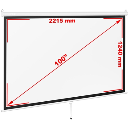 Ekran do projektora półautomatyczny ścienny sufitowy matowy biały 100'' 229.5x145 cm 16:9