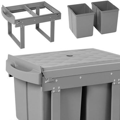 Kosz pojemnik na śmieci odpadki do zabudowy w szafce wysuwany podwójny 2x 15 l