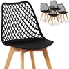 Krzesło skandynawskie z drewnianymi nogami do domu restauracji maks. 150 kg 4 szt. CZARNE