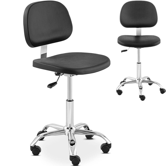 Krzesło robocze warsztatowe z oparciem CHROM do 120 kg 450-585 mm czarne