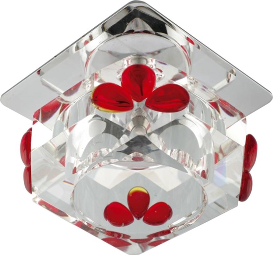 Oprawa stropowa Candellux G4 kwadrat kryształ szkło bezbarwne czerwone 20W 